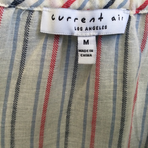 Current Air Dress Medium Los Angeles Cotton Lined Stripe Ruffles Midi Coastal - Picture 10 of 10